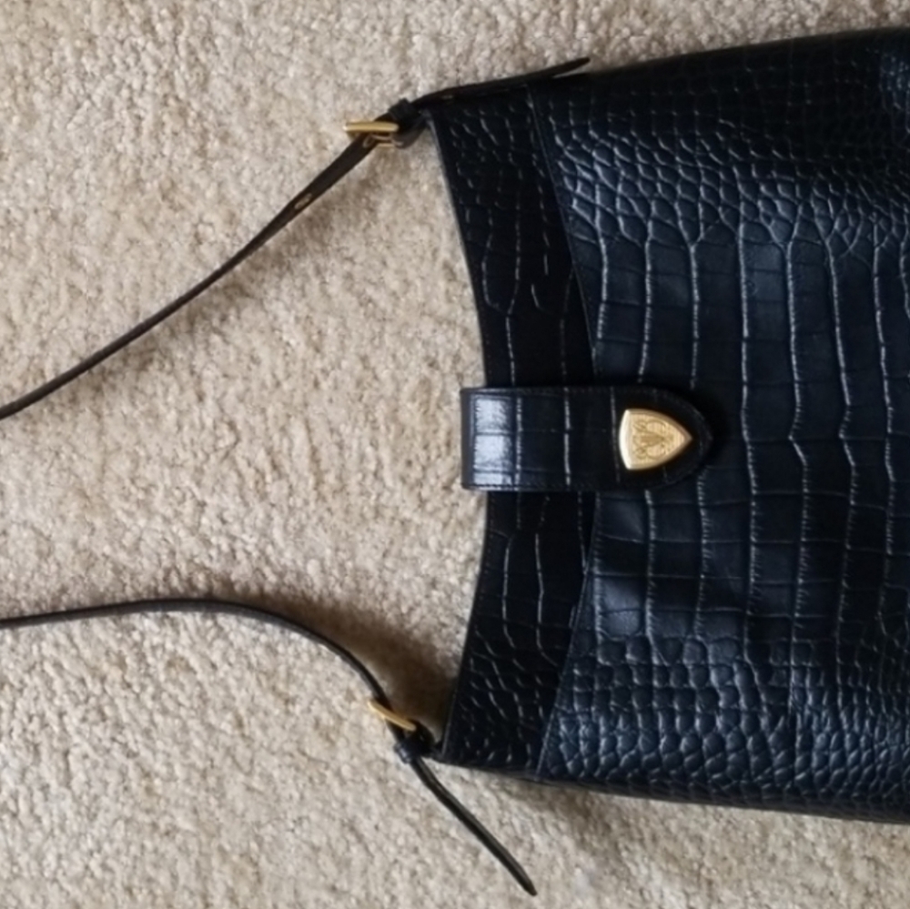 Blaine Trump Purse Black Croco Embossed Leather New